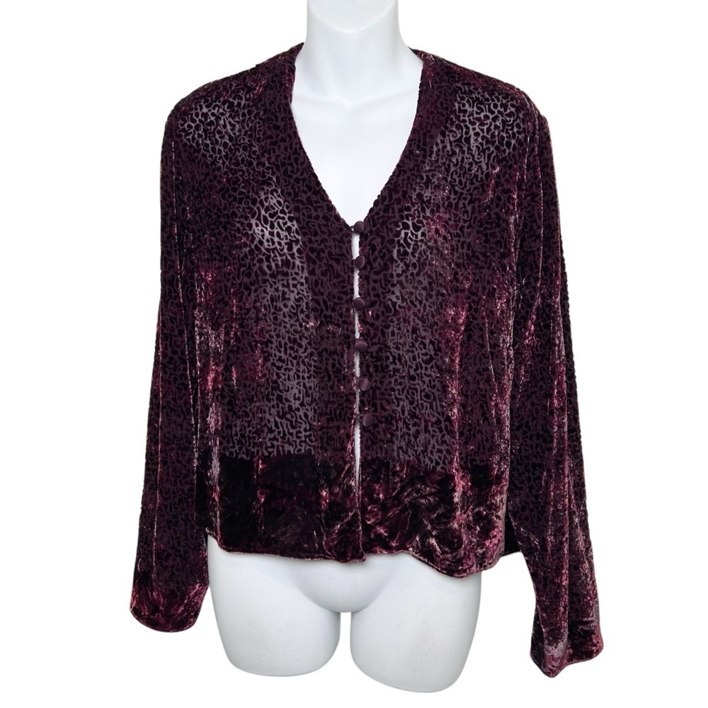Jan Lindsay silk blend velvet burnout top size medium dark romantic gothic fairy - Picture 2 of 10